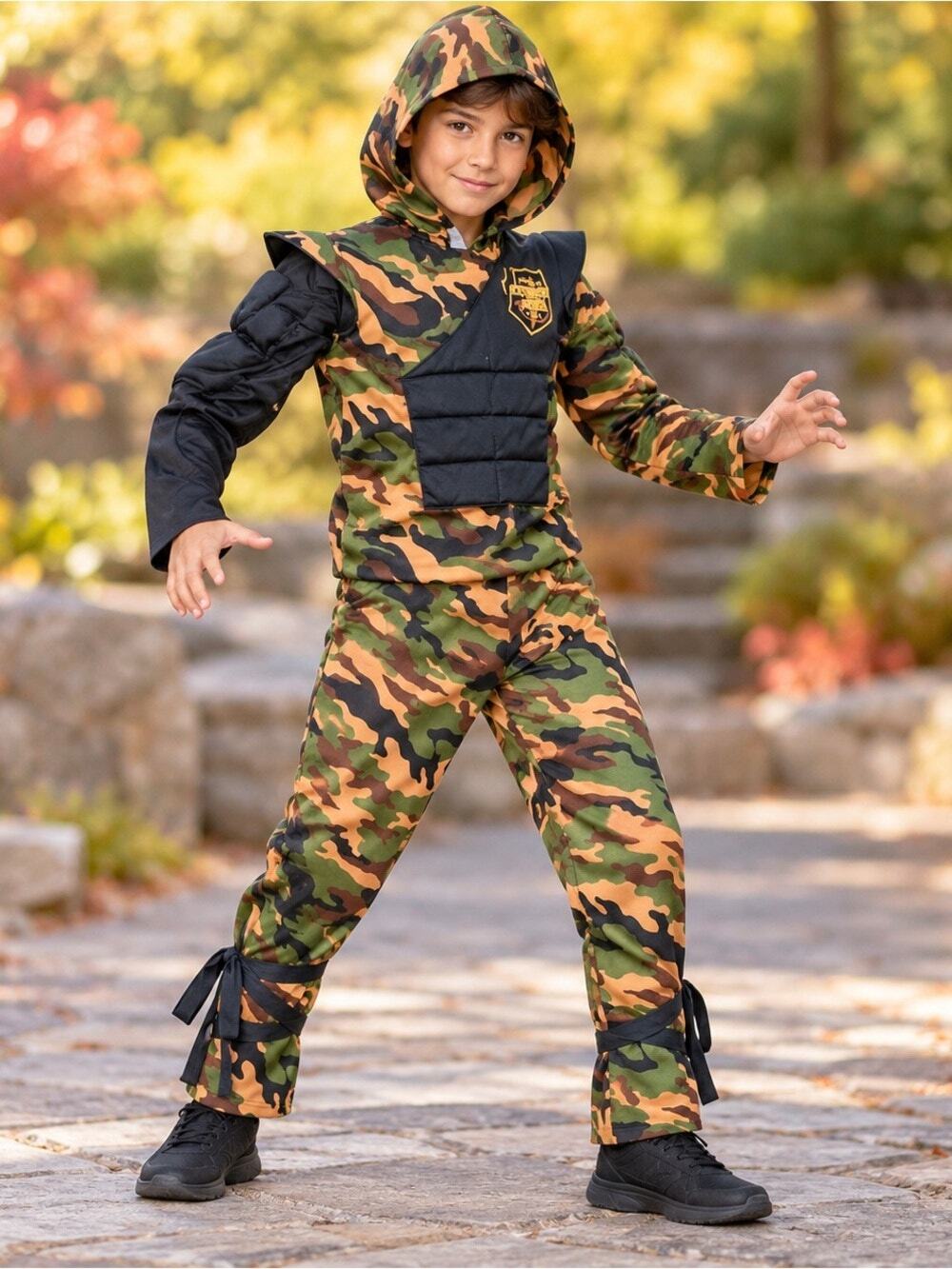 Spirit Halloween Special Ops Ninja Camo Costume 2 Pc Costume Sz.10-12 #1807